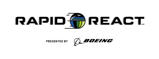 2021-2022 FIRST Robotics Competition Game Logo - Rapid React powered by Boeing.
