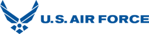 U.S. Air Force Logo, navy blue stylized wings with the text: U.S. Air Force.