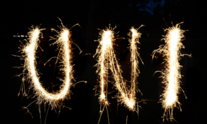 sparklers spelling UNI